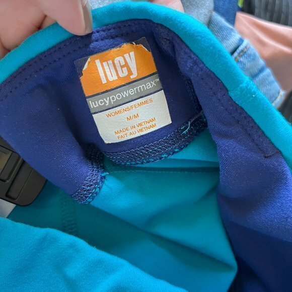 LUCY POWERMAX BLUE CAPRI LEGGINGS WOMENS SIZE M‎ ATHLETIC YOGA RUNNING - Picture 5 of 7